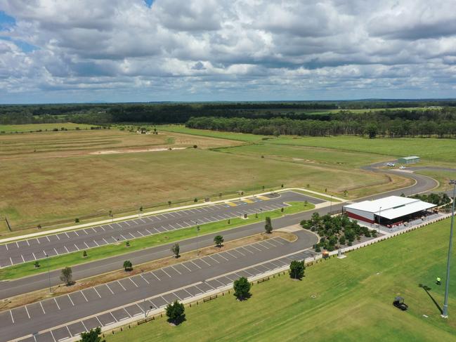 The stadium is being constructed at the Fraser Coast Sports and Recreation Precinct on Woods Road, Nikenbah.