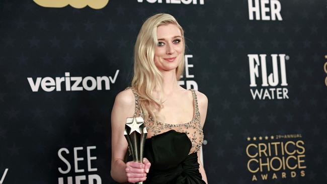 Australian actress Elizabeth Debicki poses in the press room with the Best Supporting Actress in a Drama Series award for "The Crown" during the 29th Annual Critics Choice Awards at the Barker Hangar in Santa Monica, California. Picture: Michael Tran/AFP