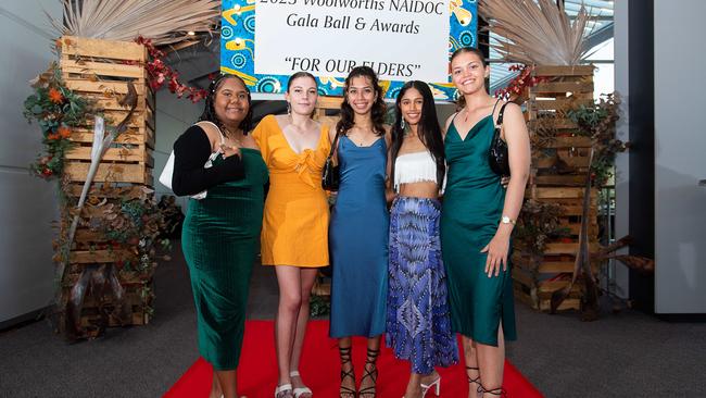 Tehanee Ansell, Taylah White, Michaela Espie, Chyna Mayo and Hailee Espie-Baker. Picture: Pema Tamang Pakhrin