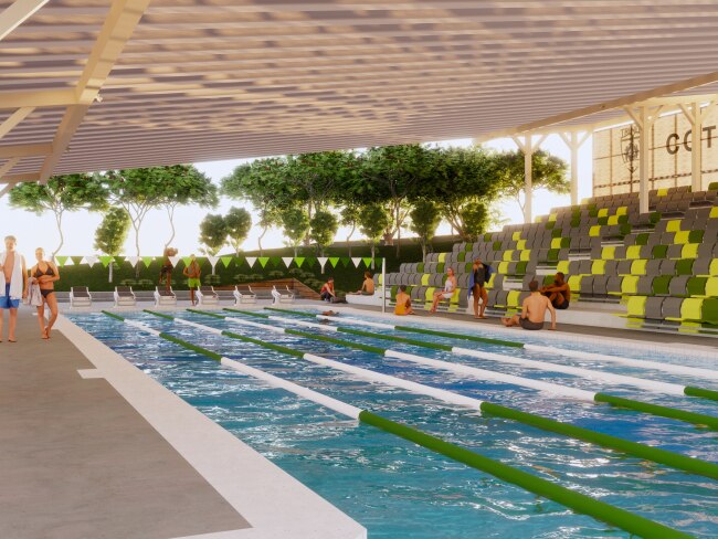 Renders of what Trinity Lutheran College's new junior aquatic centre will look like once complete