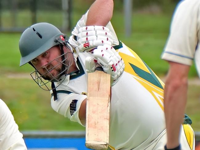 Ben Williams drives for Moorooduc. Pic: Paul Churcher