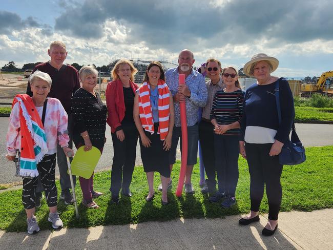 Alison Marchant, centre with towel, at the site of the North Bellarine Aquatic Centre in Drysdale. Picture: supplied.