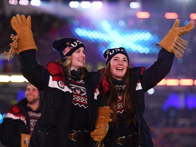 Keaton McCargo and Jaelin Kauf of the United States march during the Opening Ceremony. Picture: Quinn Rooney/Getty Images