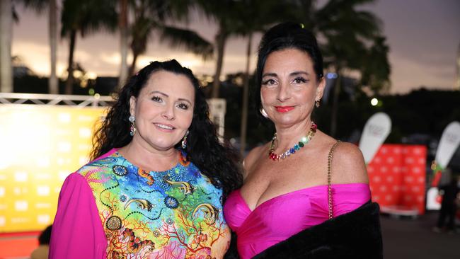 Liliana Ainsley and Lisa Angel at the JAFAICAN premiere with Peter Andre at Gold Coast Film Festival at HOTA. Picture, Portia Large.