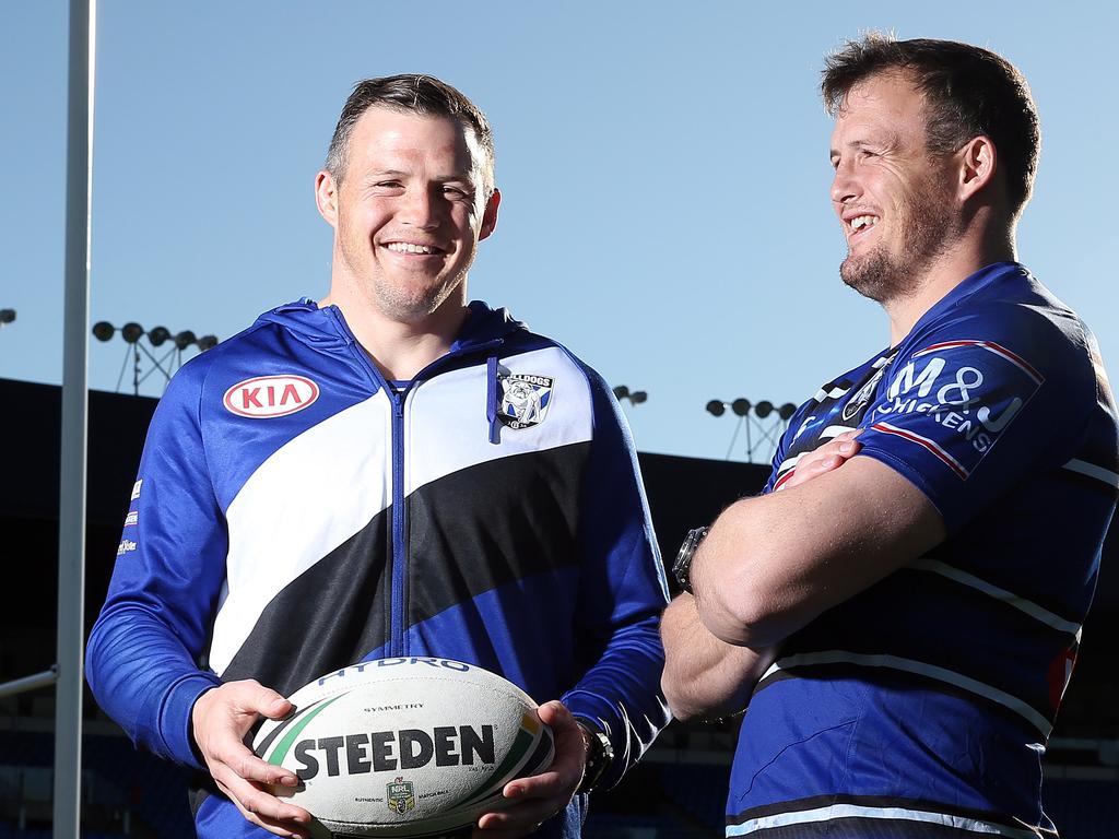 SUNDAY TELEGRAPH - Pictured at Belmore Oval today are Bulldogs players Josh and Brett Morris. Picture: Tim Hunter.