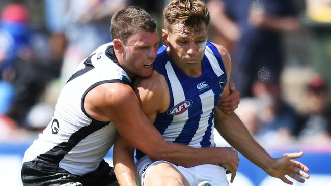 There was confusion over the new 50m penalty rule in the Port Adelaide v North Melbourne game. Picture: Getty