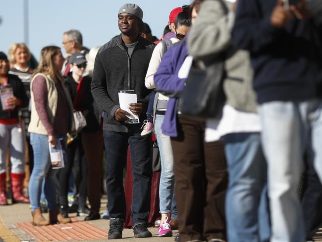 Early voters in Columbus, Ohio. Around one in seven Americans has already voted. Picture: Photo/John Minchillo.