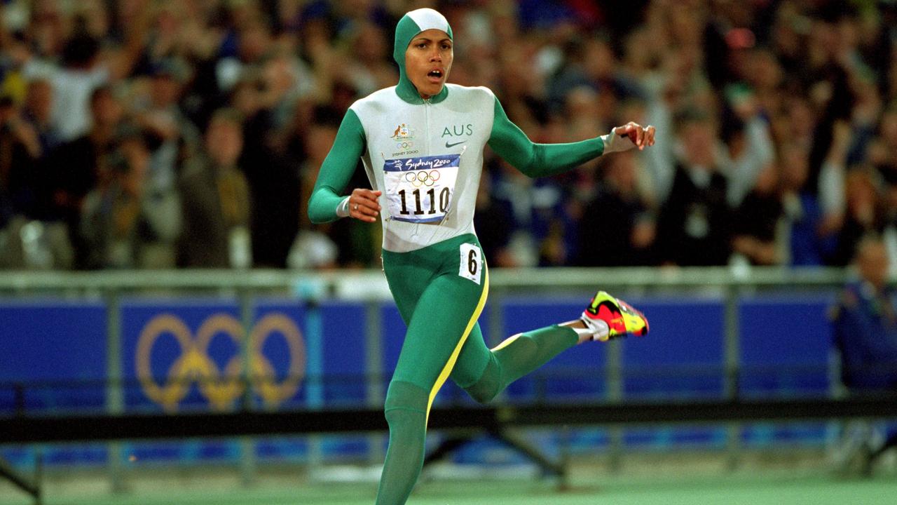 Cathy Freeman winning gold in the women’s 400m at the Sydney 2000 Olympics. Photo: Mike Powell / Allsport