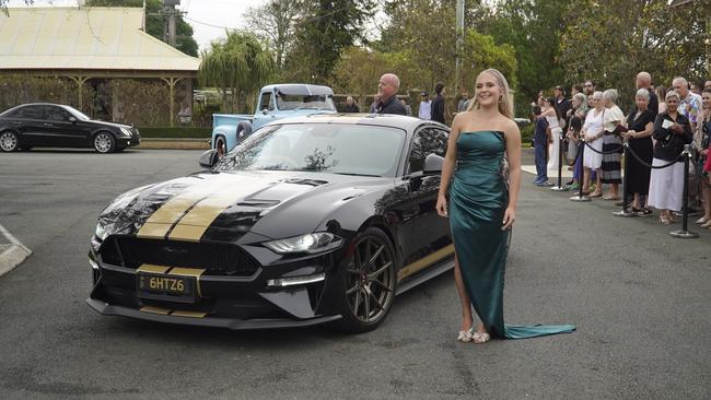 Students arriving in style for the 2024 Glasshouse Christian College formal at Flaxton Gardens.