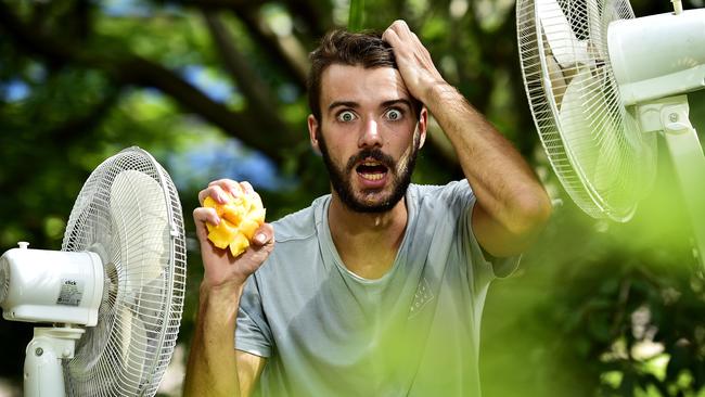 Narrows resident Matthew Burnham trying to cool down during the Build-Up. Picture: Keri Megelus