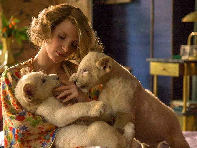 Jessica Chastain in a scene from The Zookeeper's Wife. Village Roadshow films.