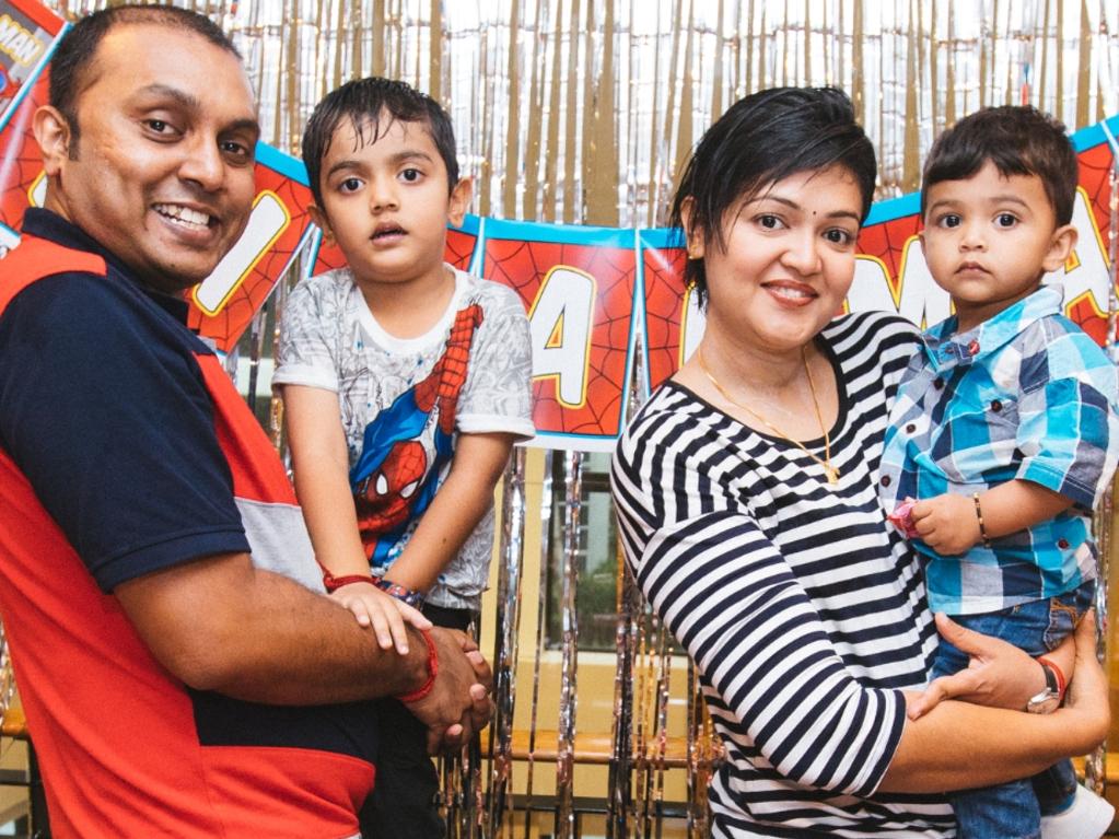 The doctor with her family Pravin, Thaarman and Coshaal.