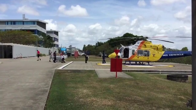 Shark attack victims arrive at Mackay Hospital