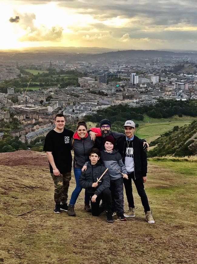 The family: Leiland, Jacinta, Declan and Kinkade (front), Colin and Ethan. Picture: SUPPLIED