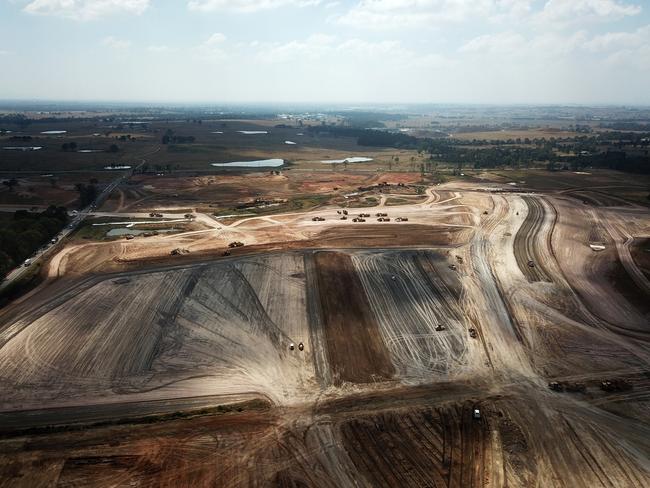 Work has started on the Western Sydney International Nancy-Bird Walton Airport at Badgerys Creek. Picture: Jonathan Ng