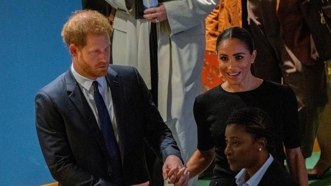 Harry and Meghan arrive at the UN in New York on July 18. Picture: Getty Images