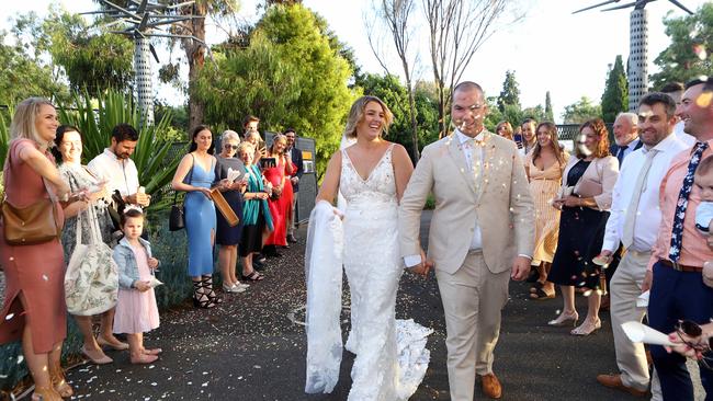 Madi Dolley and Will Adams have called a shotgun wedding on Friday night, after being forced to cancel their third wedding date booked for Valentines Day Picture: Glenn Ferguson