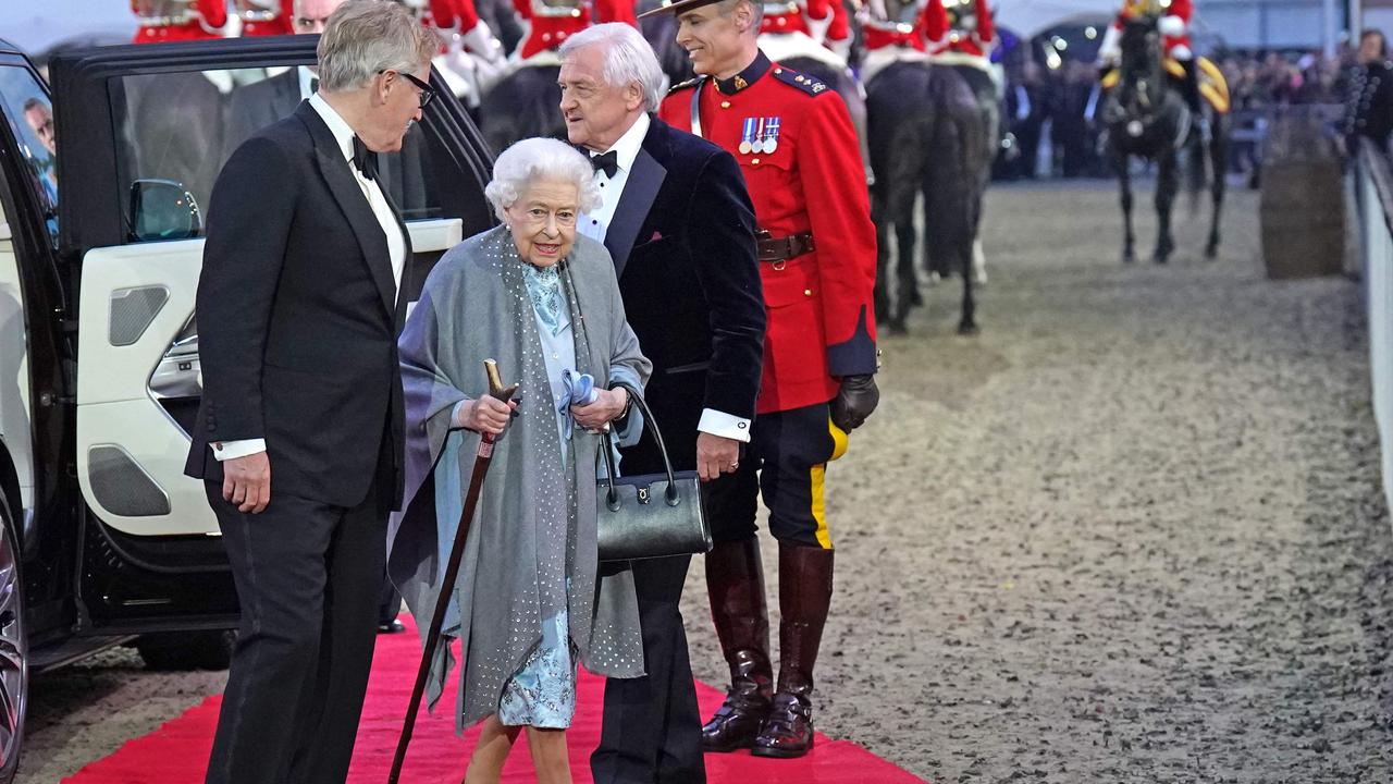 The Queen looked happy and relaxed as she arrived for the celebration. Picture: Steve Parsons/Pool/AFP