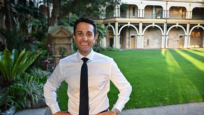 David Crisafulli, ahead of the vote to decide the election, at the State Parliament building on the Speakers Green, Brisbane. Pic: Lyndon Mechielsen