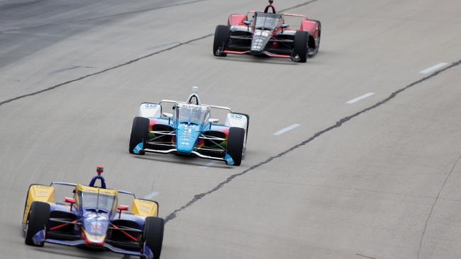 McLaughlin (C) picked up his first podium finish in Texas.. Picture: AFP