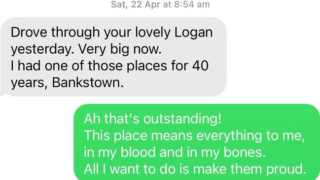 A text message exchange between Treasurer Jim Chalmers and former Prime Minister Paul Keatng.