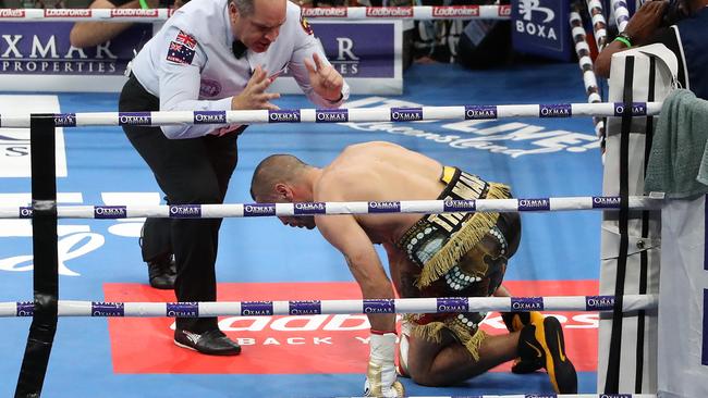 Jeff Horn vs Anthony Mundine at Suncorp Stadium in Brisbane. Pic Peter Wallis