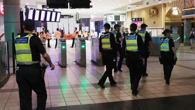 Flinders Street Station is a dirty homeless haven. Picture: David Crosling