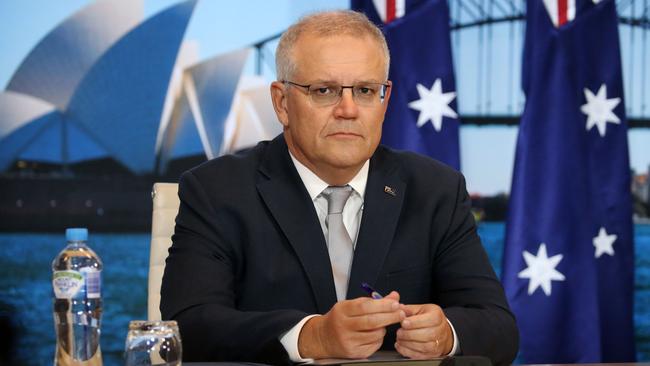 Support for Scott Morrison’s role in leading the ­pandemic response has fallen to 70 per cent, down from 85 per cent in April last year. Picture: Christian Gilles