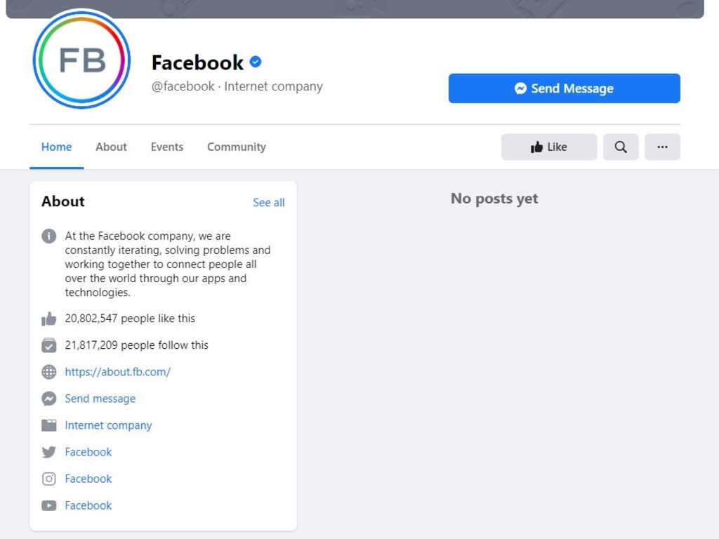 Facebook's own page has been caught in the ban too.