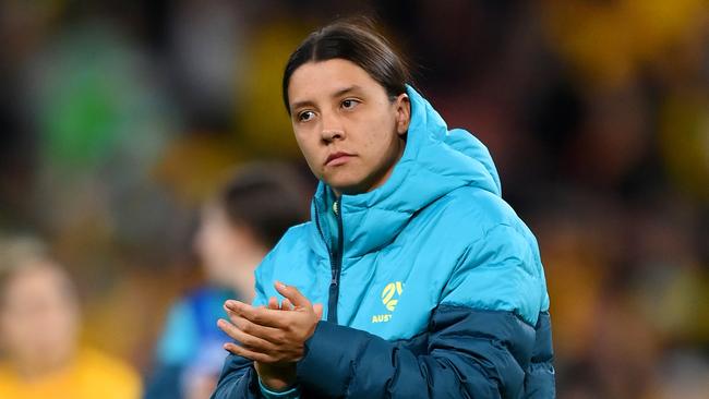 Sam Kerr watched the nightmare unfold. Photo by Justin Setterfield/Getty Images.