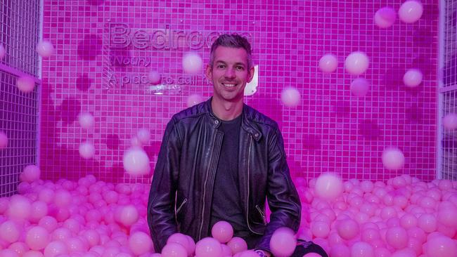 Matt Keegan inside Bedroom Lounge Bar’s ball pit. Picture: Jerad Williams