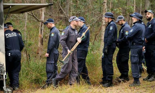 Police search for forensic evidence relating to the disappearance of William Tyrell in the small town of Kendall on the NSW mid north coast. . Pic Nathan Edwards