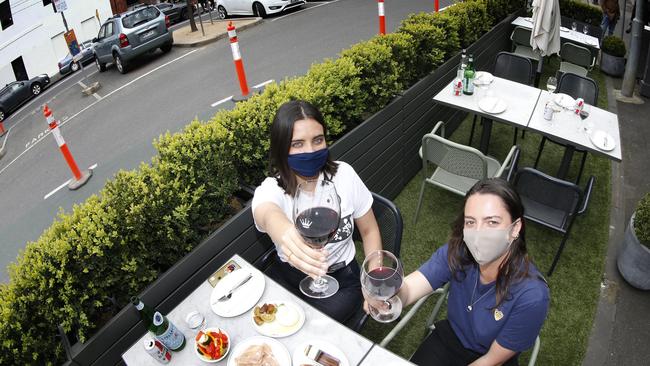 An example of how expanded outdoor dining could look in Carlton. Picture: David Caird