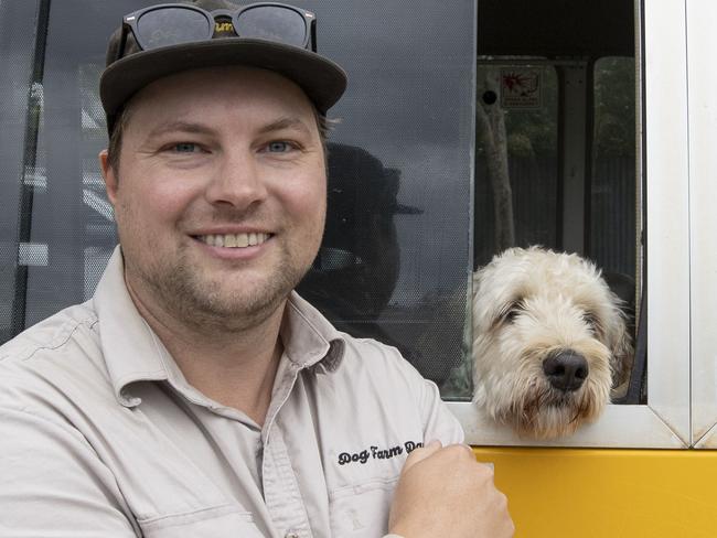 Owen Kelly owner of Adelaide Dog Farm Days bus that takes dogs on farm days .13th February 2025 Picture: Brett Hartwig