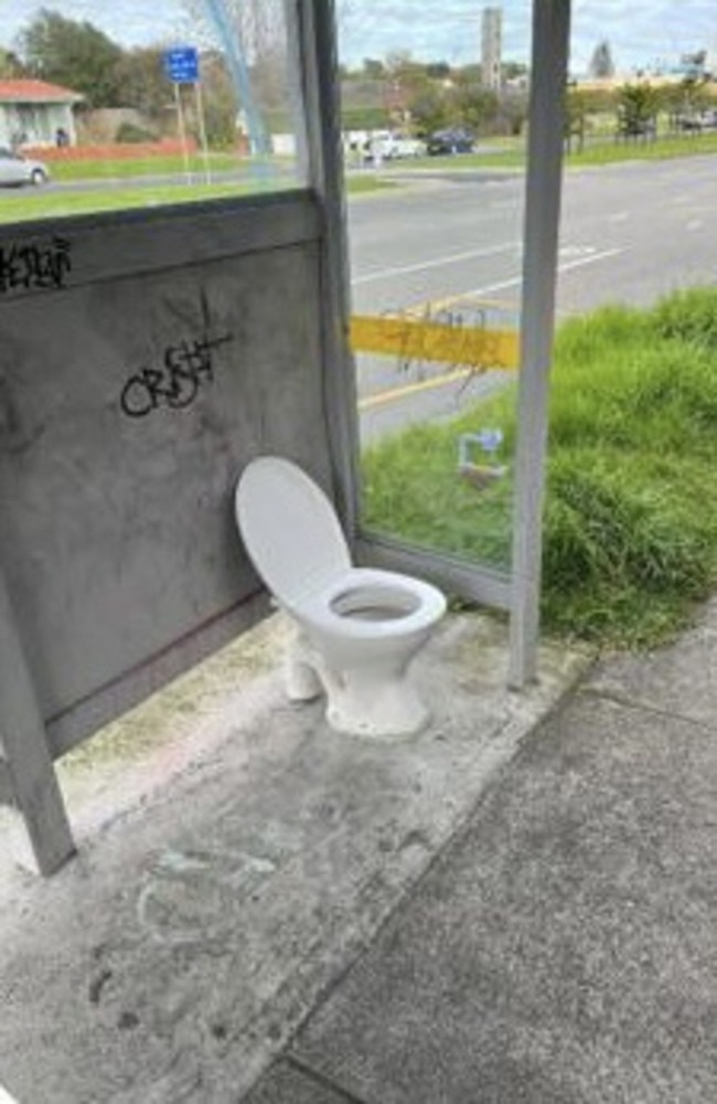 A toilet was put at a bus stop in Frankston to stop a serial public crapper.