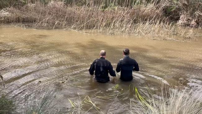 Homicide detectives and police divers searched a river near Melbourne for Kerry Giakoumis’ body.