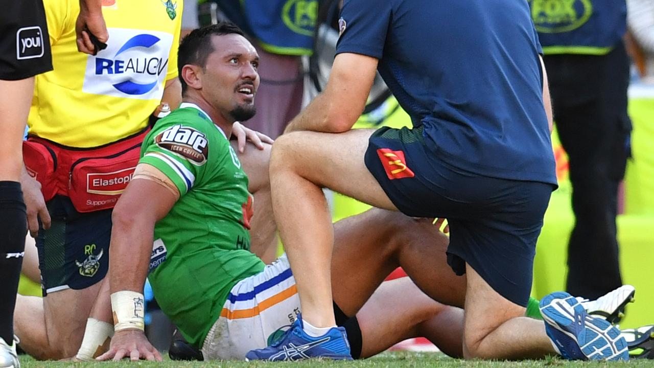 Jordan Rapana has been ruled out for a month with a PCL strain suffered against the Roosters. 