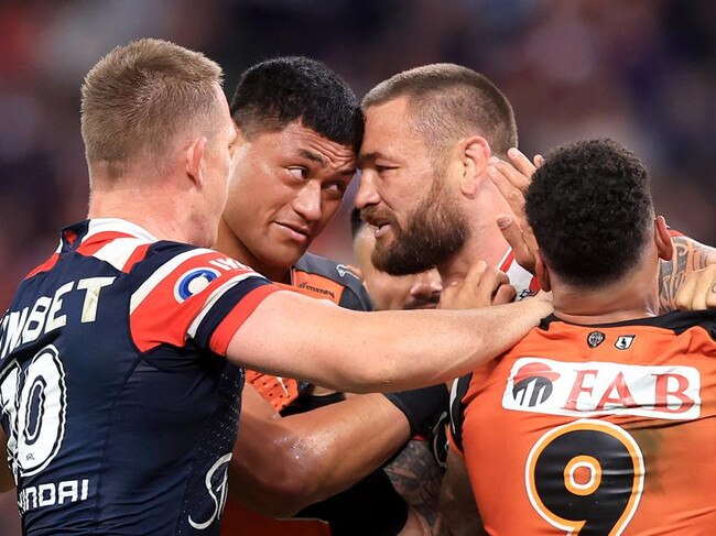 NRL 2023 RD26 Sydney Roosters v Wests Tigers - Stefano Utoikamanu Jared Waerea-Hargreaves NRL PHOTOS