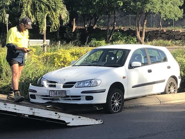 A driver crashed through a roundabout on Eyre St, North Ward.