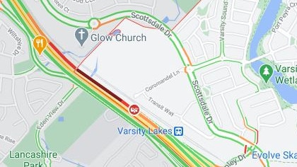 Traffic at 1.15pm in southbound on the M1 near Exit 85. Photo: Google Traffic.