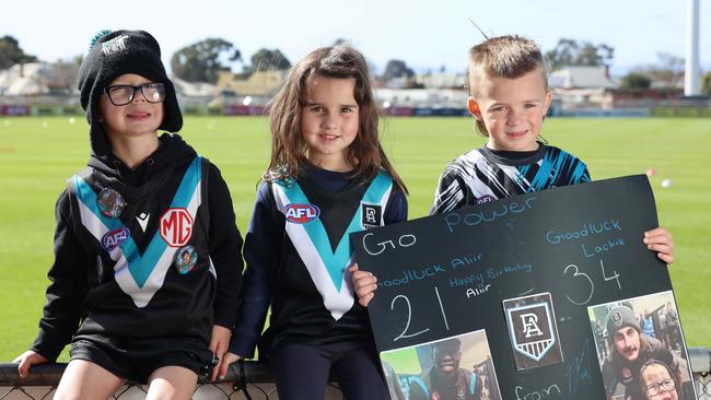 Lachlan and Mazey Stocks with Hendrix and Alysha. Picture: Russell Millard Photography