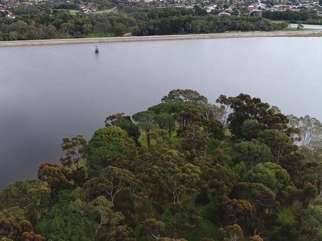 Drone footage of Hope Valley Reservoir. Picture SA Water