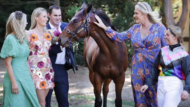 Dani Laidley with the Pride filly and others involved with the groundbreaking project. Picture: David Caird