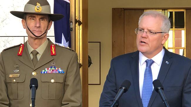 Prime Minister Scott Morrison speaks to the media during a press conference at Parliament House in Canberra on Wednesday. Picture: AAP/Marc Tewksbury