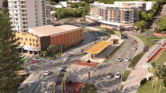 The former Caltex service station is being demolished to make way for the tram station.