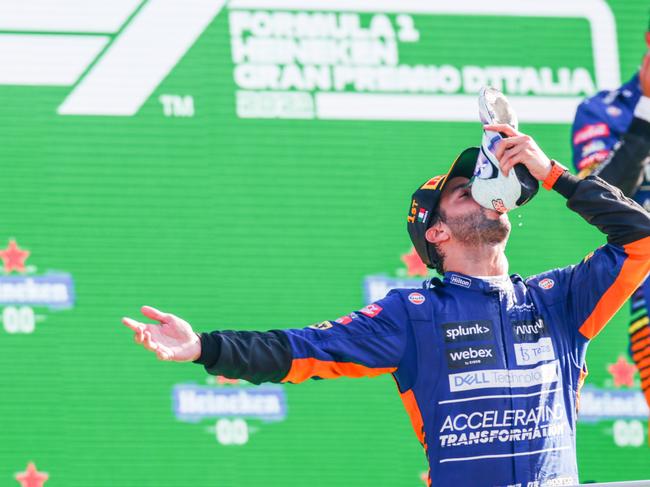 Ricciardo took the shoey celebration to a global audience. Picture: Getty