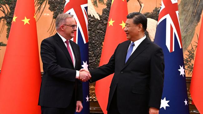 Prime Minister Anthony Albanese meets with China's President Xi Jinping at the Great Hall of the People in Beijing on November 6.