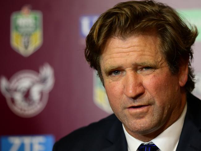 Coach Des Hasler press conference after the round 4 NRL game between the Manly Sea Eagles and the Canterbury Bankstown Bulldogs at Lootoland , Brookvale . Picture : Gregg Porteous