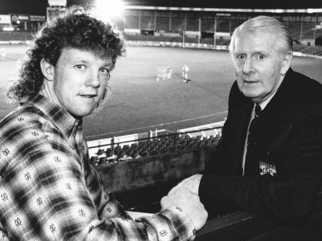 Garry 'Buddha' Hocking and Bill McMaster. Picture: Geelong Adverter and the Bob Gartland Collection