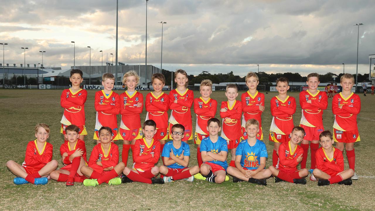 Surf Coast Suns Whites under-9 football team. Picture: Alison Wynd